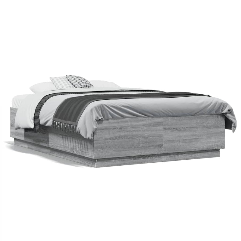 Bed Frame without Mattress Grey Sonoma 135x190 cm Double