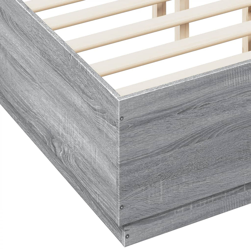 Bed Frame without Mattress Grey Sonoma 135x190 cm Double
