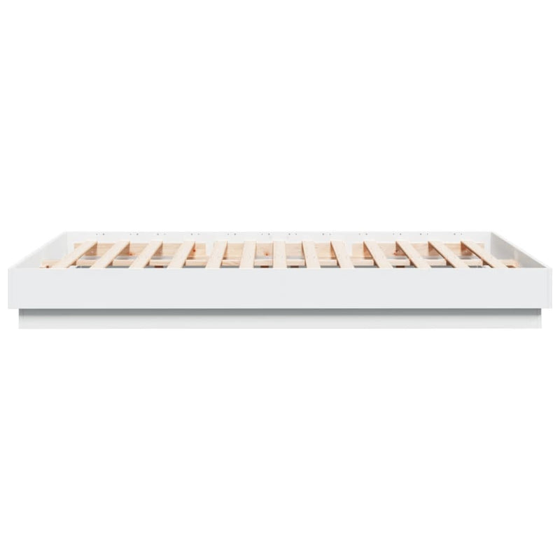 Bed Frame with LED without Mattress White 150x200 cm King Size