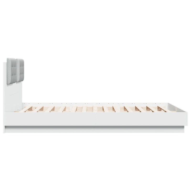 Bed Frame with LED without Mattress White 120x200 cm
