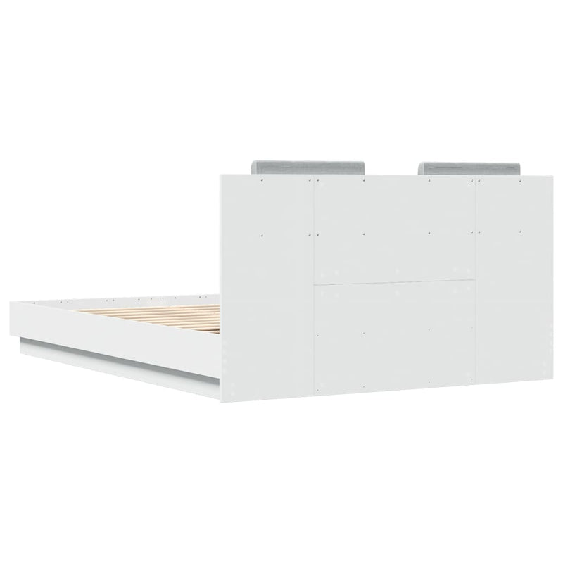 Bed Frame with LED without Mattress White 120x200 cm
