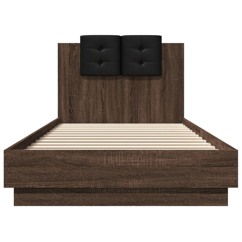 Bed Frame with LED without Mattress Brown Oak 100x200 cm