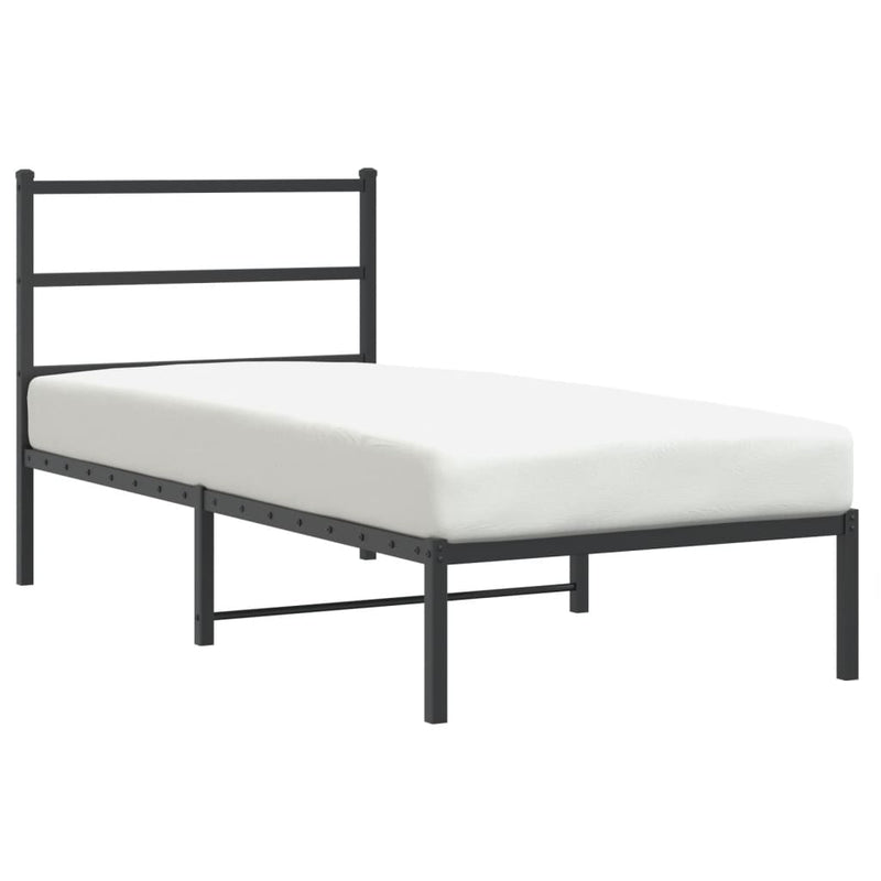 Metal Bed Frame without Mattress with Headboard Black 90x200cm