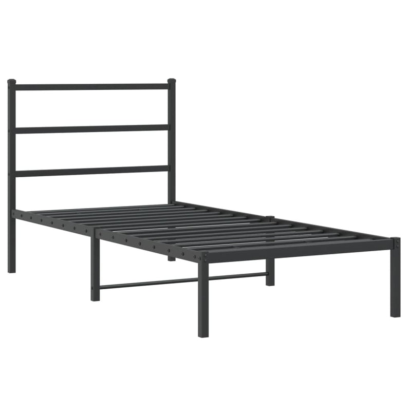 Metal Bed Frame without Mattress with Headboard Black 90x200cm