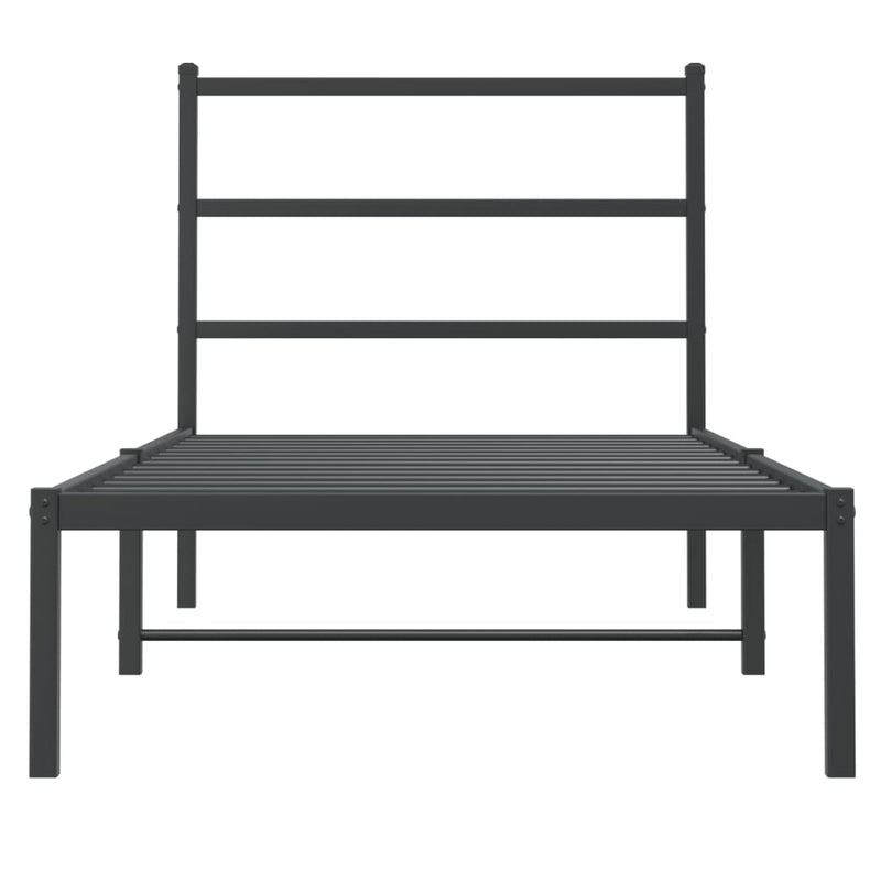 Metal Bed Frame without Mattress with Headboard Black 90x200cm
