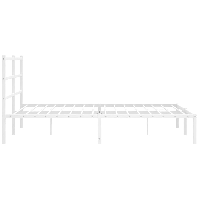 Metal Bed Frame without Mattress with Headboard White 150x200cm