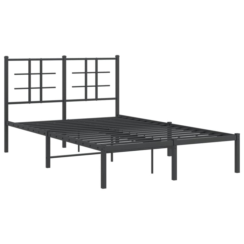 Metal Bed Frame without Mattress with Headboard Black 120x200cm