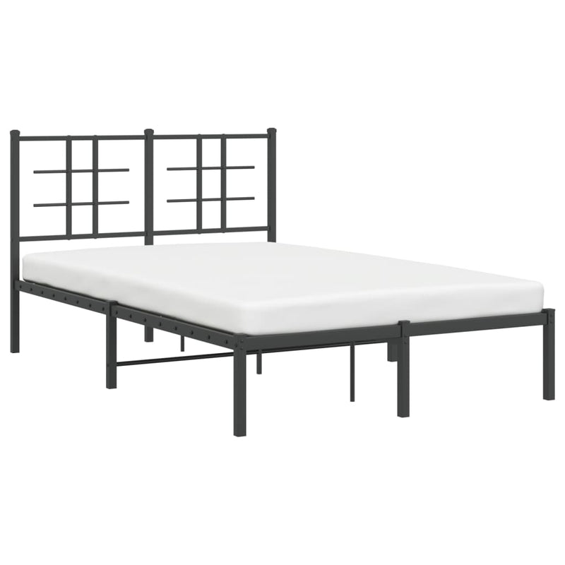Metal Bed Frame without Mattress with Headboard Black 120x200cm
