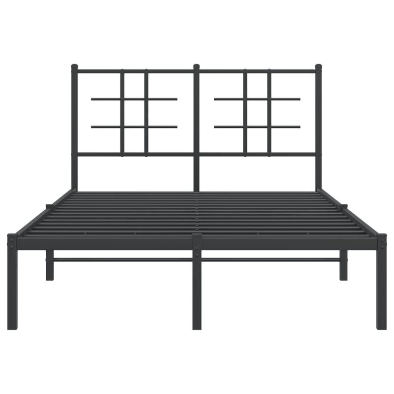 Metal Bed Frame without Mattress with Headboard Black 120x200cm