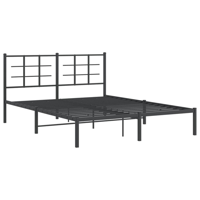 Metal Bed Frame without Mattress with Headboard Black 160x200cm
