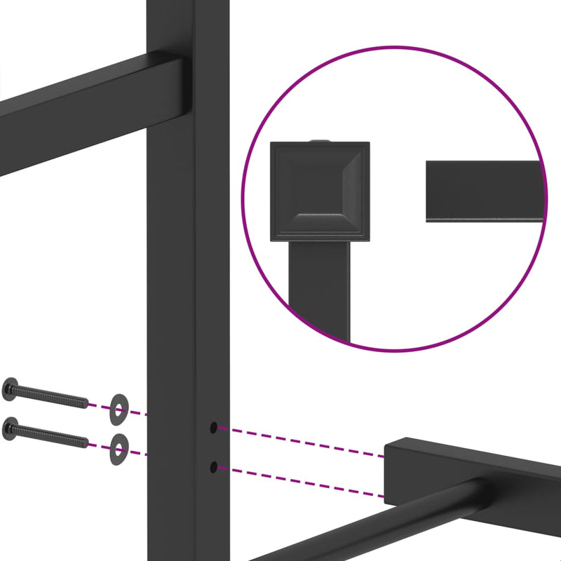 Metal Bed Frame without Mattress with Headboard Black 160x200cm