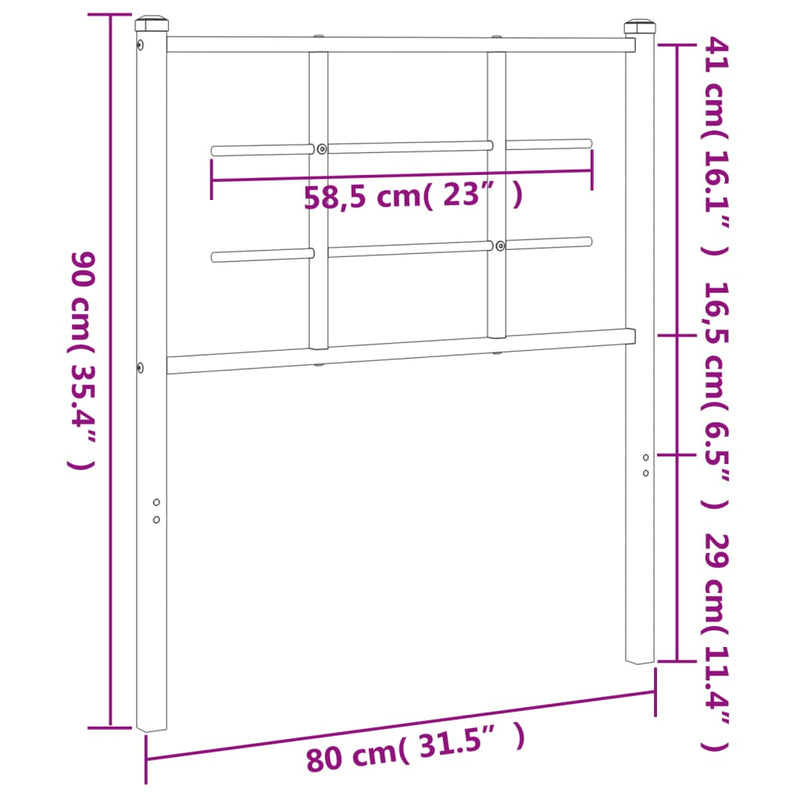 Metal Headboard Black 75 cm