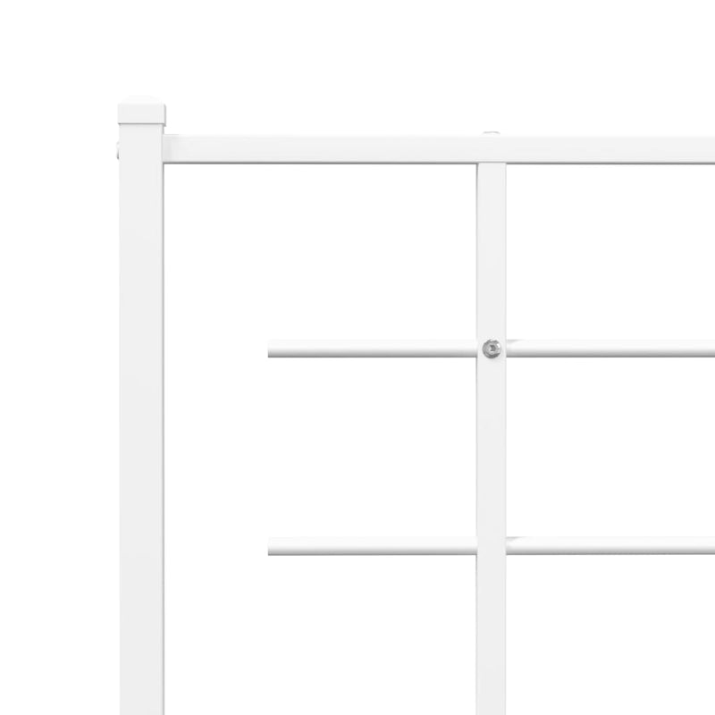 Metal Bed Frame without Mattress with Headboard White 100x190cm