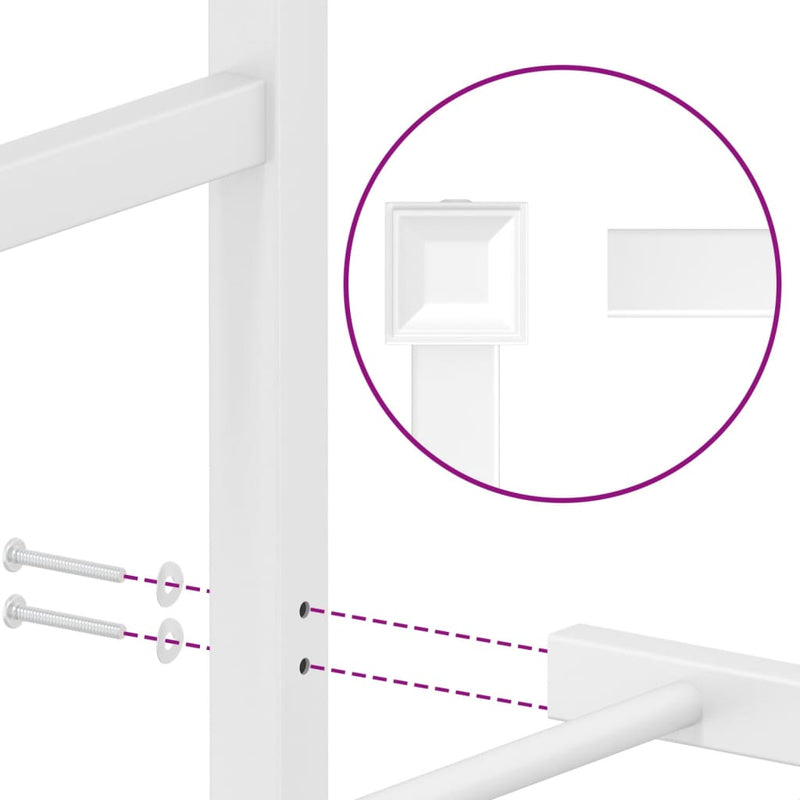 Metal Bed Frame without Mattress with Headboard White 100x190cm