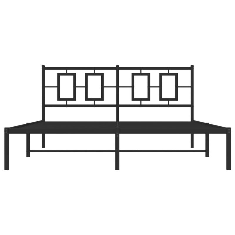 Metal Bed Frame without Mattress with Headboard Black 150x200cm