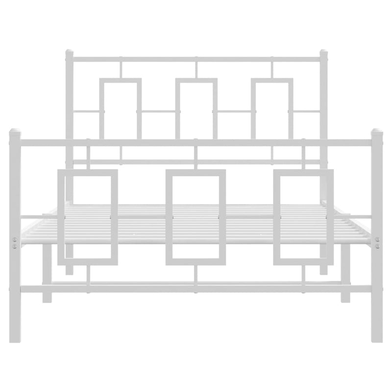 Metal Bed Frame without Mattress with Footboard White 100x200cm