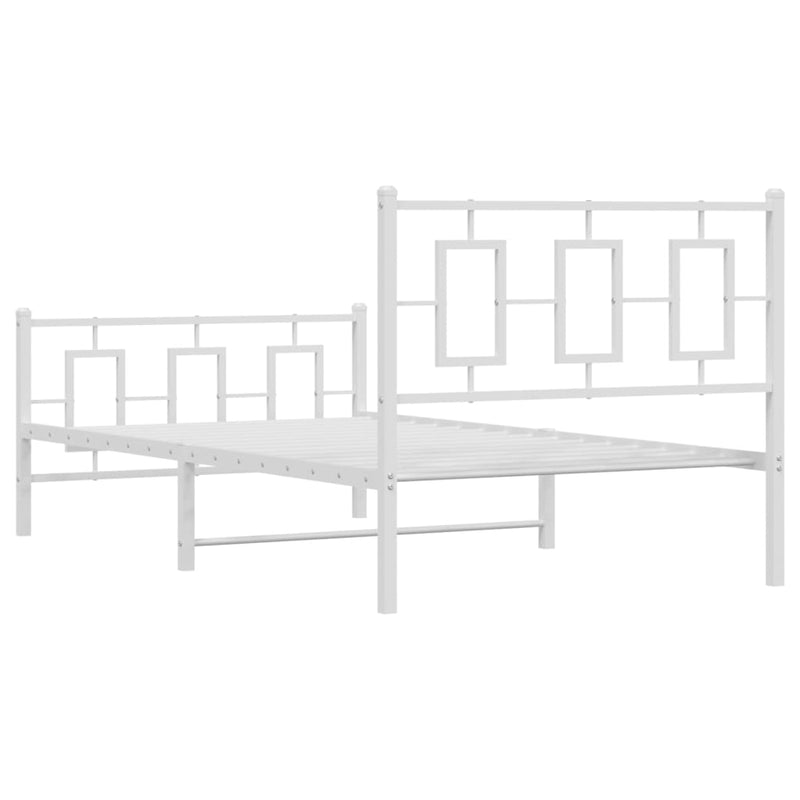 Metal Bed Frame without Mattress with Footboard White 100x200cm