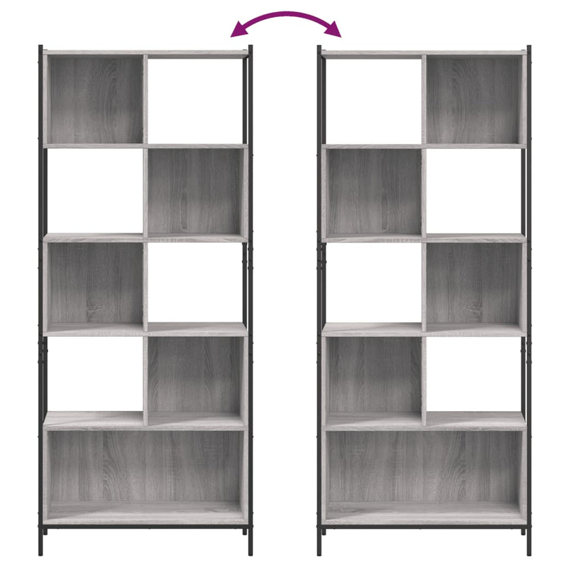 Bookcase Grey Sonoma 72x28x172 cm Engineered Wood