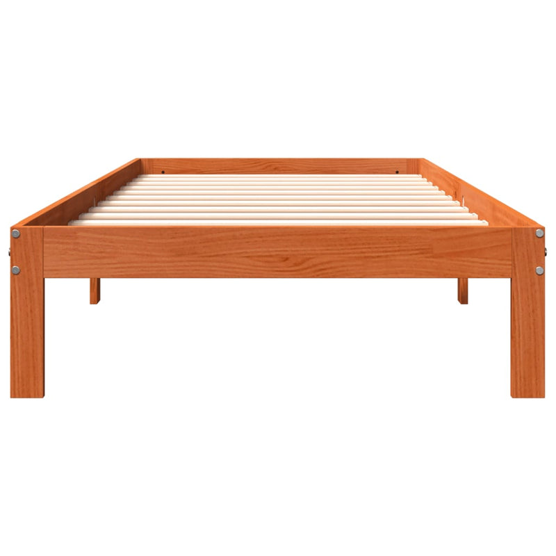 Bed Frame without Mattress Wax Brown 75x190 cm Small Single Solid Wood Pine
