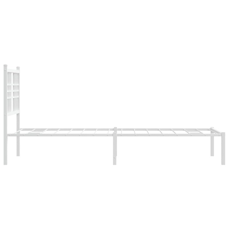 Metal Bed Frame without Mattress with Headboard White 75x190cm