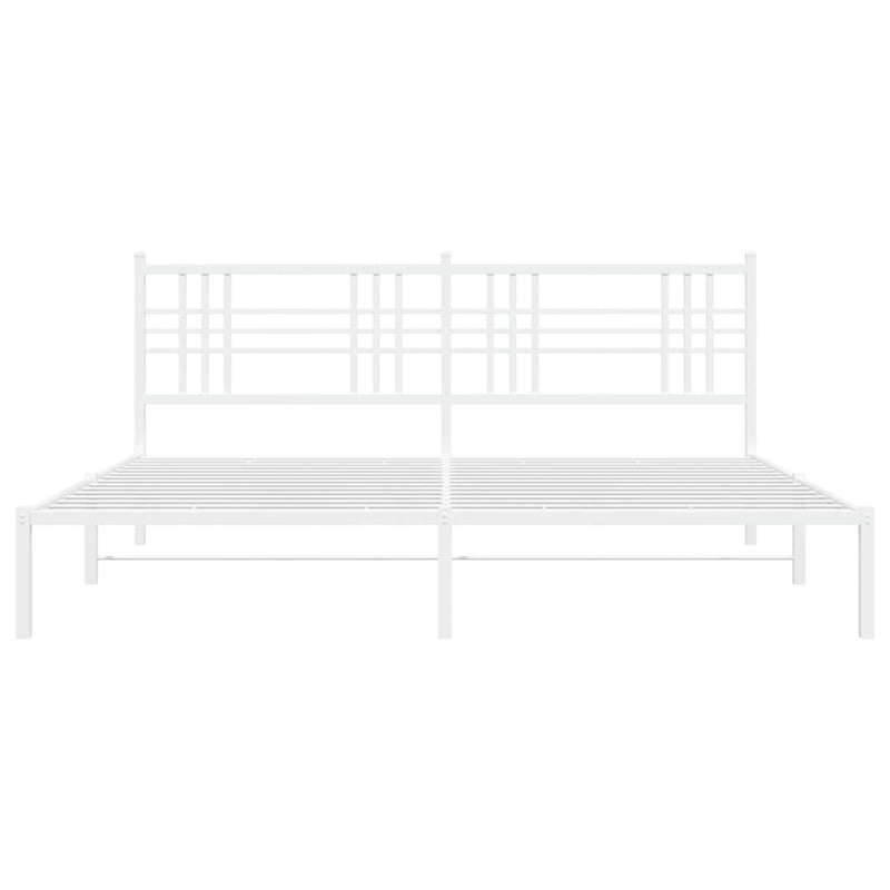 Metal Bed Frame without Mattress with Headboard White 200x200cm