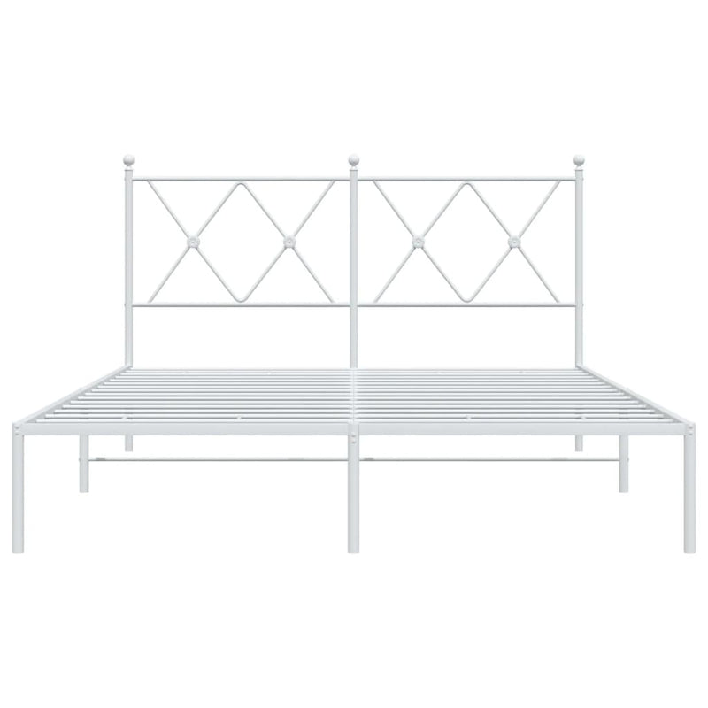 Metal Bed Frame without Mattress with Headboard White 140x190cm