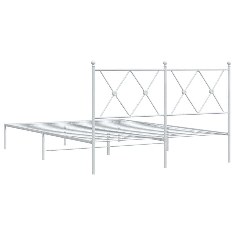 Metal Bed Frame without Mattress with Headboard White 140x190cm