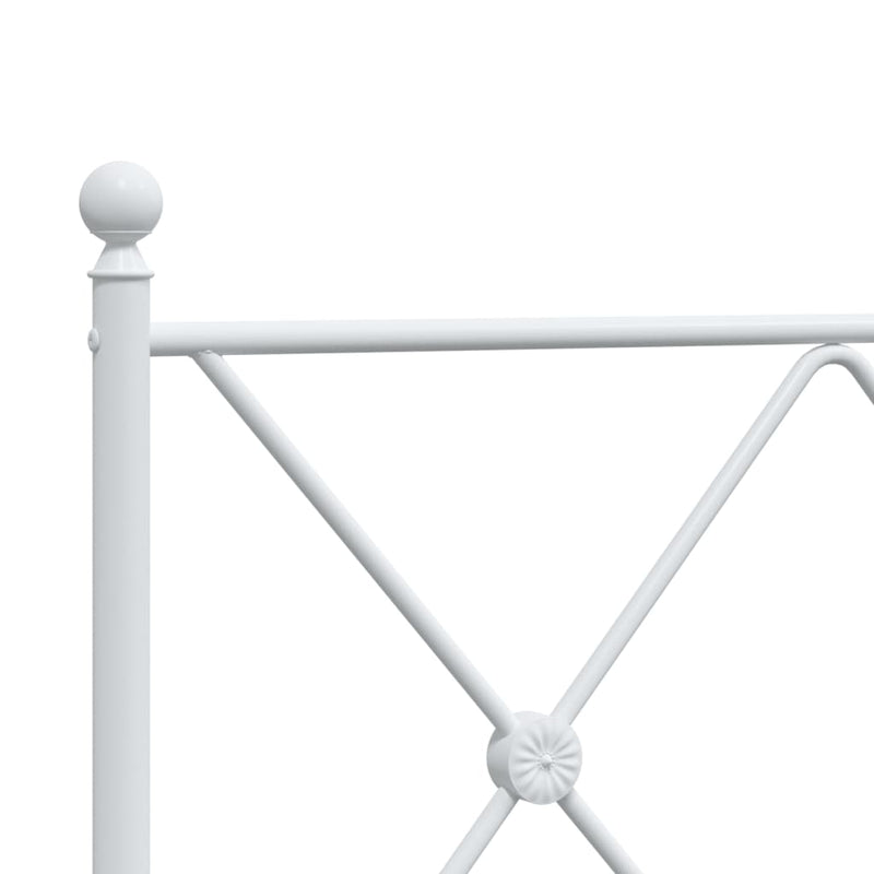 Metal Bed Frame without Mattress with Headboard White 140x190cm