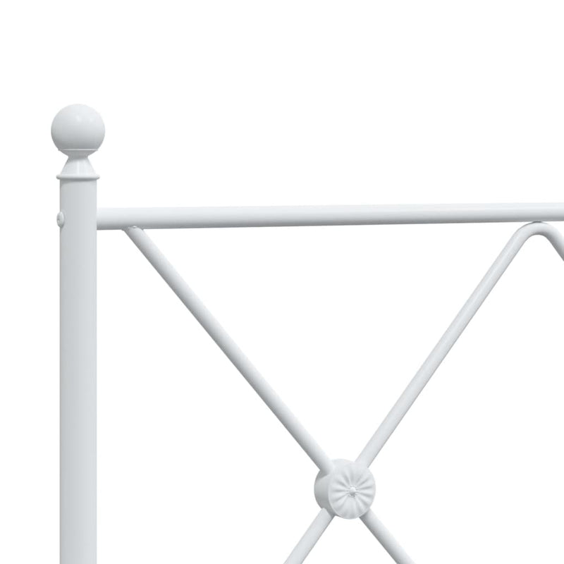 Metal Bed Frame without Mattress with Headboard White 200x200cm