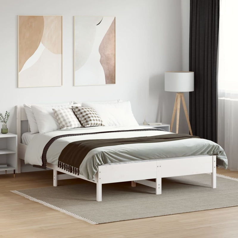Bed Frame without Mattress White 140x190 cm Solid Wood Pine