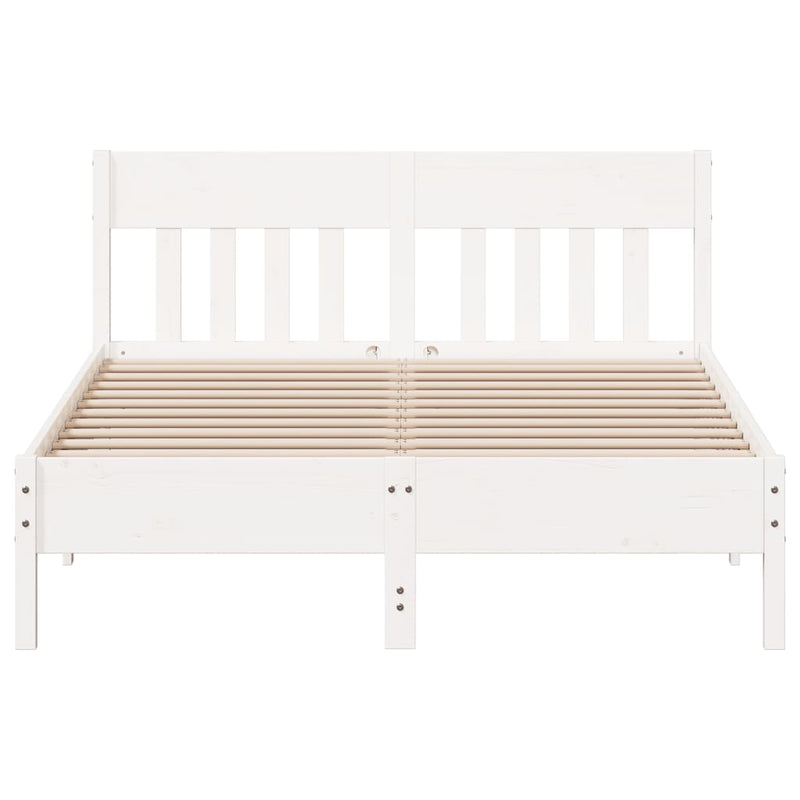 Bed Frame without Mattress White 140x190 cm Solid Wood Pine