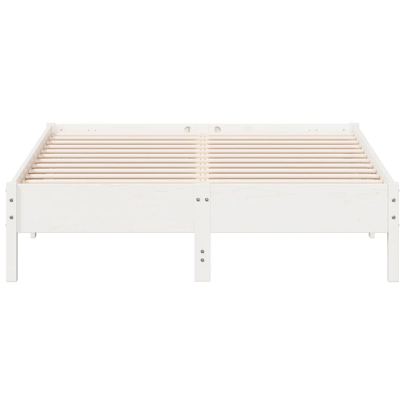 Bed Frame without Mattress White 150x200 cm King Size Solid Wood Pine