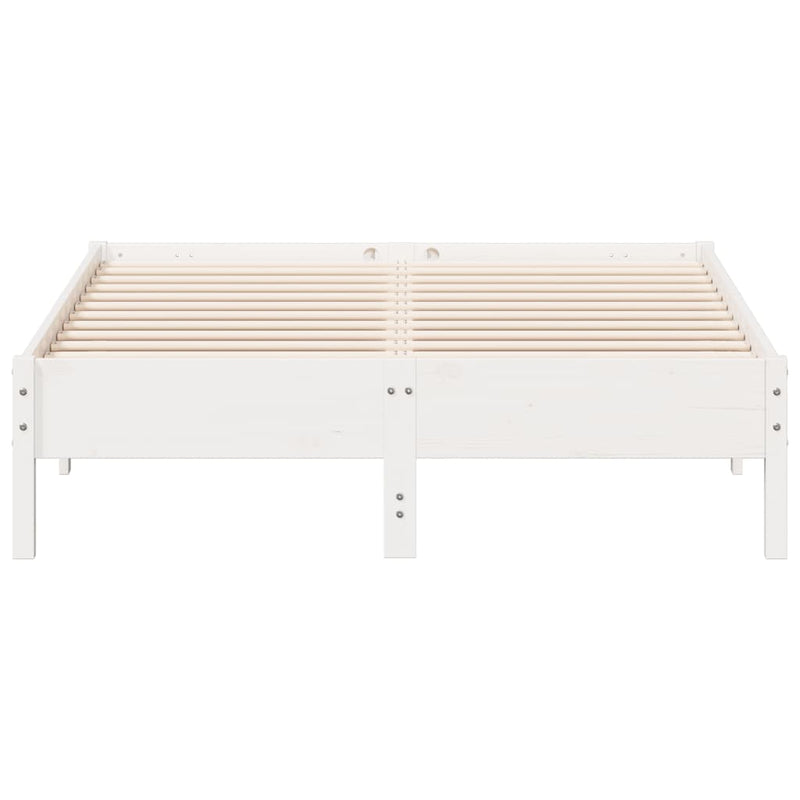 Bed Frame without Mattress White 135x190 cm Double Solid Wood Pine