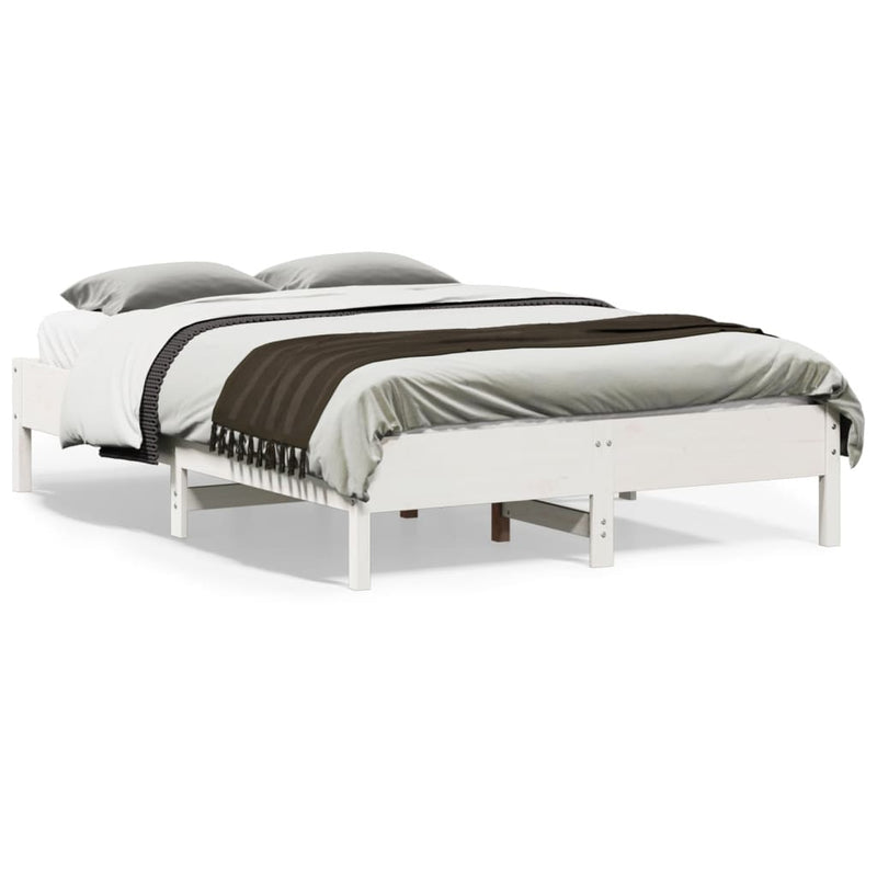 Bed Frame without Mattress White 135x190 cm Double Solid Wood Pine