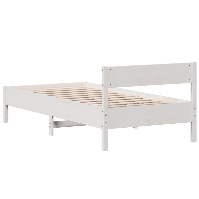 Bed Frame without Mattress White 75x190 cm Small Single Solid Wood Pine
