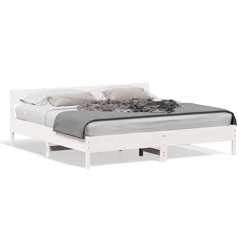 Bed Frame without Mattress White 200x200 cm Solid Wood Pine