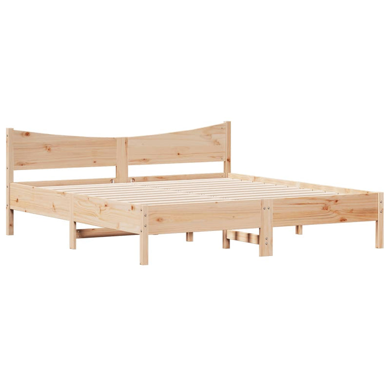 Modern Wooden Emperor Size 2m Bed Frame Base With Headboard Solid Pine Wood