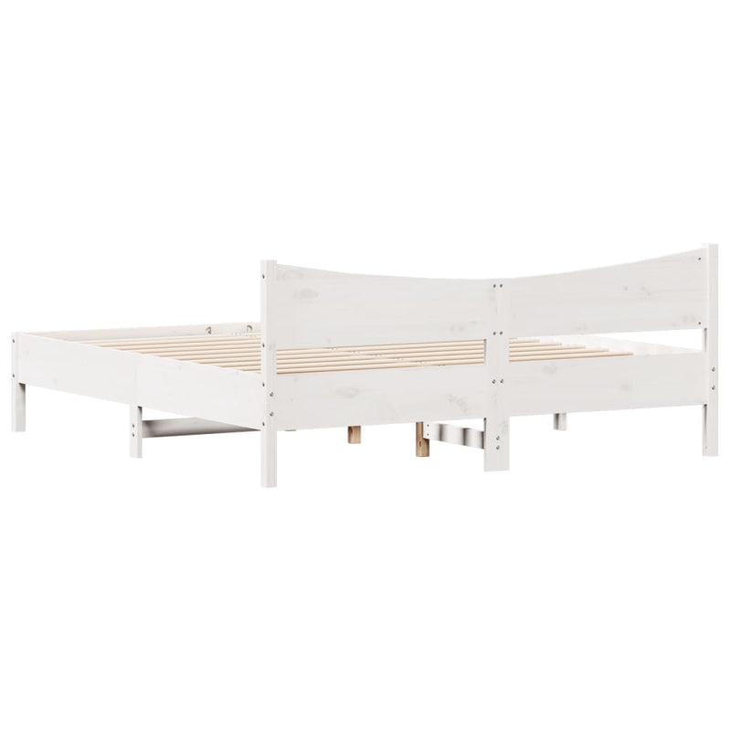 Modern Wooden Emperor Size 2m Bed Frame Base With Headboard Solid Pine Wood