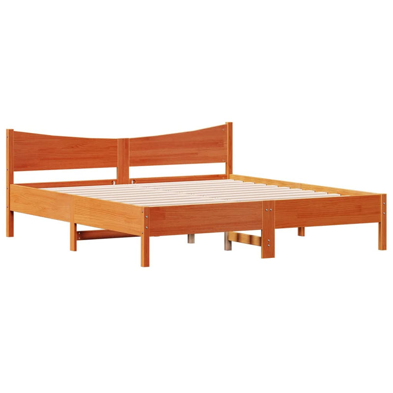 Modern Wooden Emperor Size 2m Bed Frame Base With Headboard Solid Pine Wood