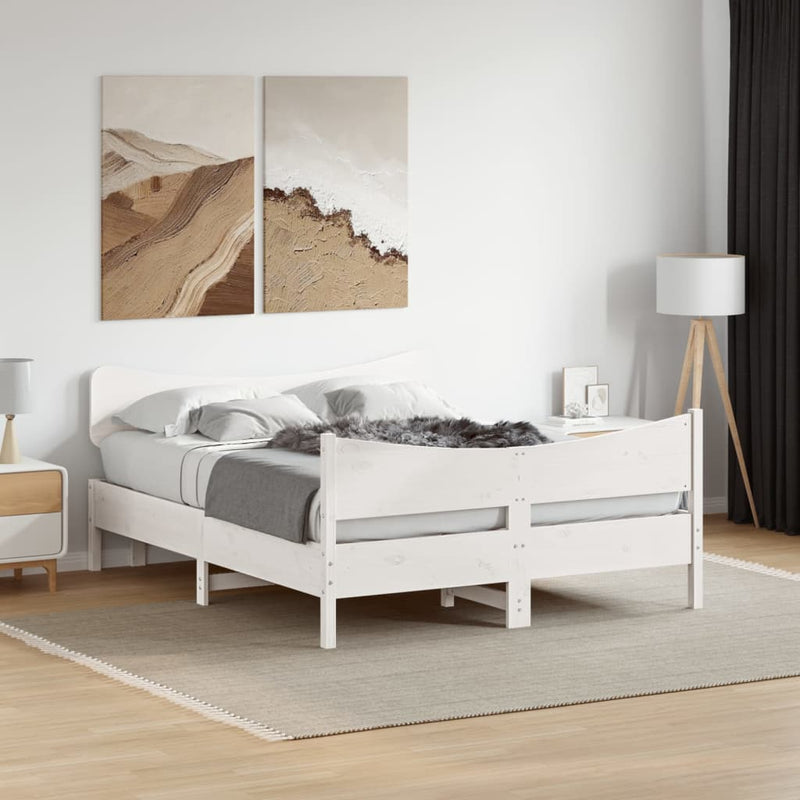 Bed Frame without Mattress White 160x200 cm Solid Wood Pine
