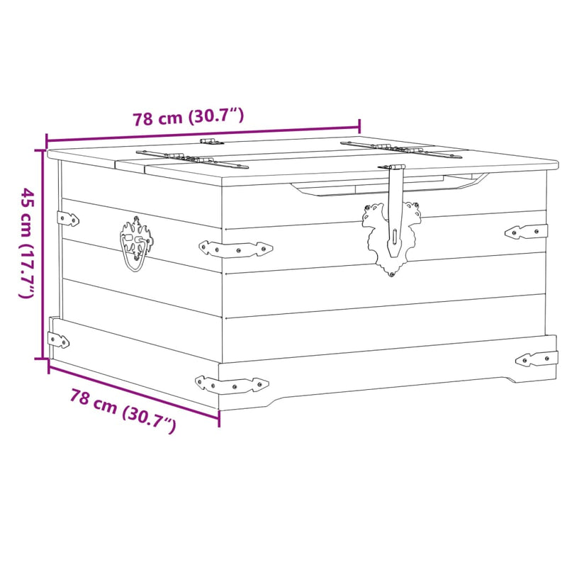 Storage Box Corona 78x78x45 cm Solid Wood Pine