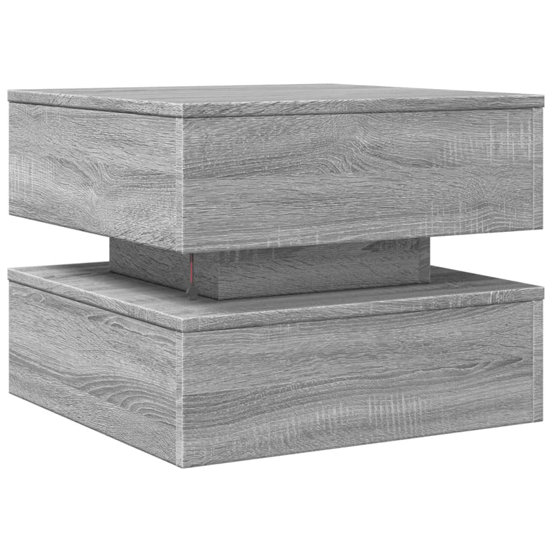 Coffee Table with LED Lights Grey Sonoma 50x50x40 cm
