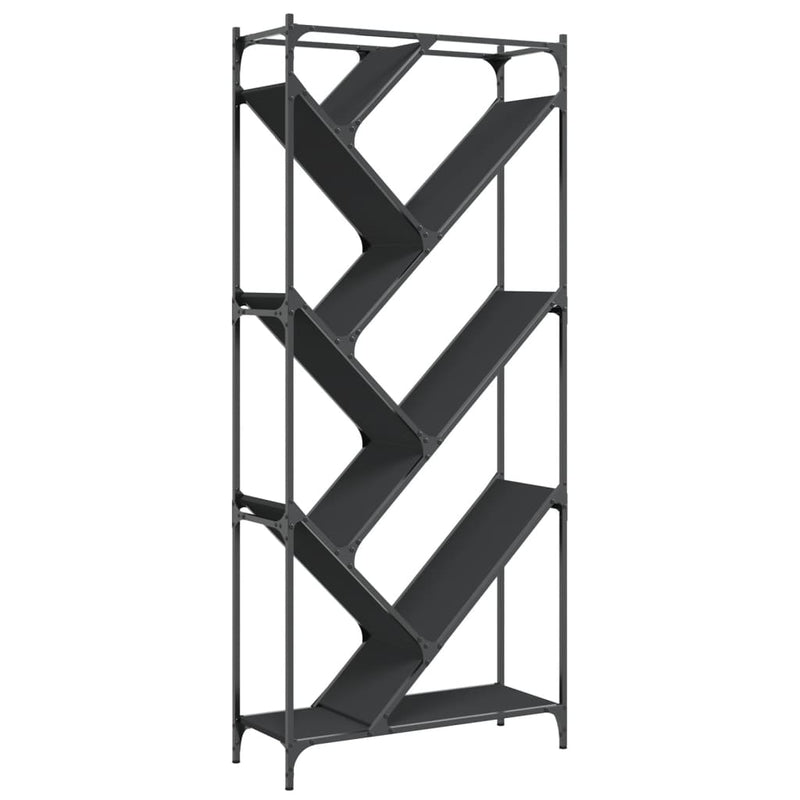 Bookcase Black 79x30x180 cm Engineered Wood and Metal