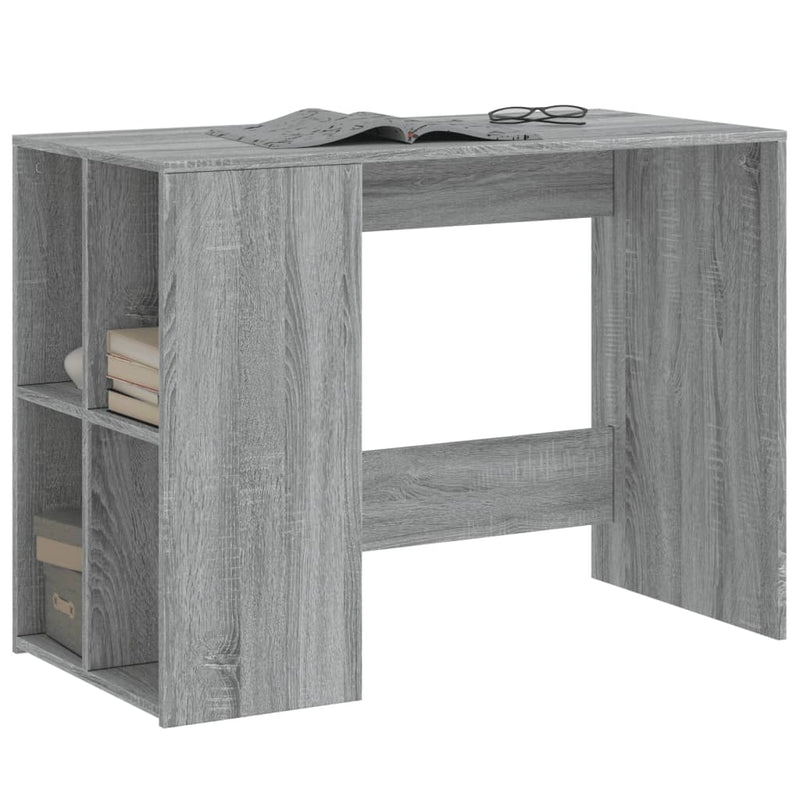 Modern Wooden Home Office Computer Desk With Open Storage Compartments Wood