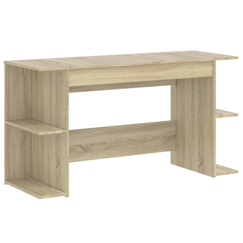 Modern Wooden Home Office Gaming Computer Desk With Open Storage Shelves Wood