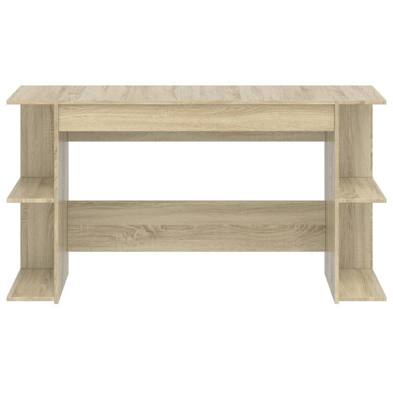 Modern Wooden Home Office Gaming Computer Desk With Open Storage Shelves Wood