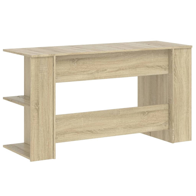 Modern Wooden Home Office Gaming Computer Desk With Open Storage Shelves Wood