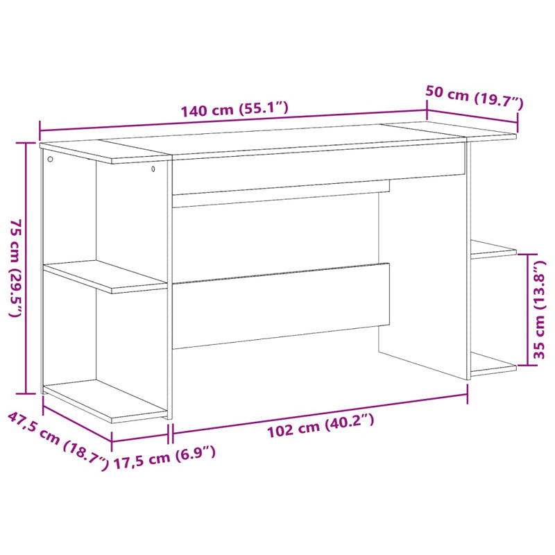 Modern Wooden Home Office Gaming Computer Desk With Open Storage Shelves Wood