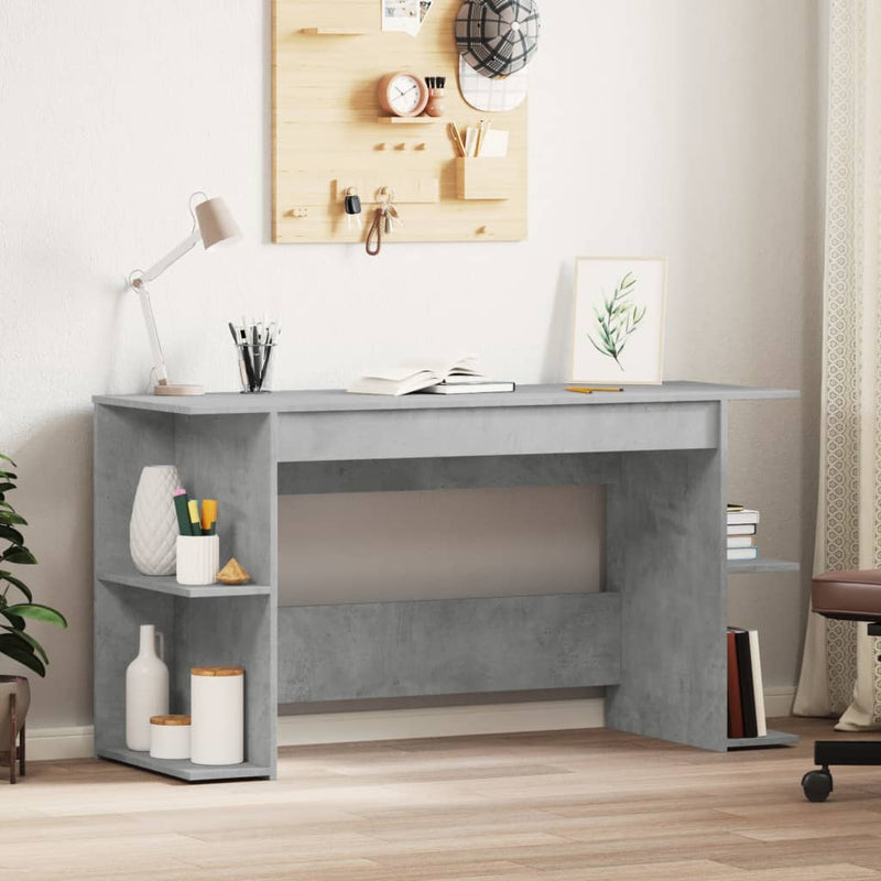 Modern Wooden Home Office Gaming Computer Desk With Open Storage Shelves Wood