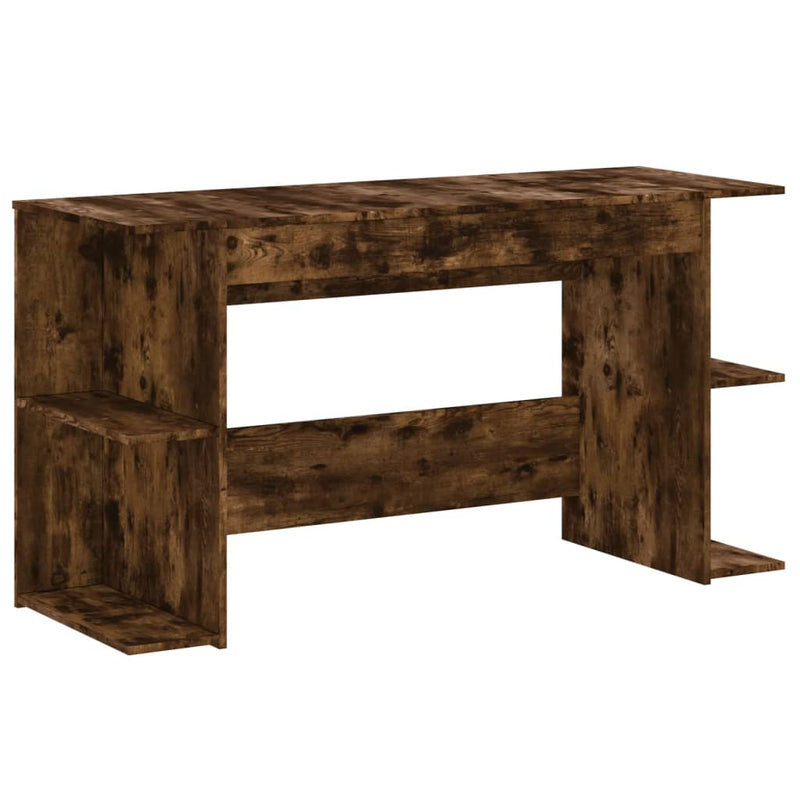 Modern Wooden Home Office Gaming Computer Desk With Open Storage Shelves Wood